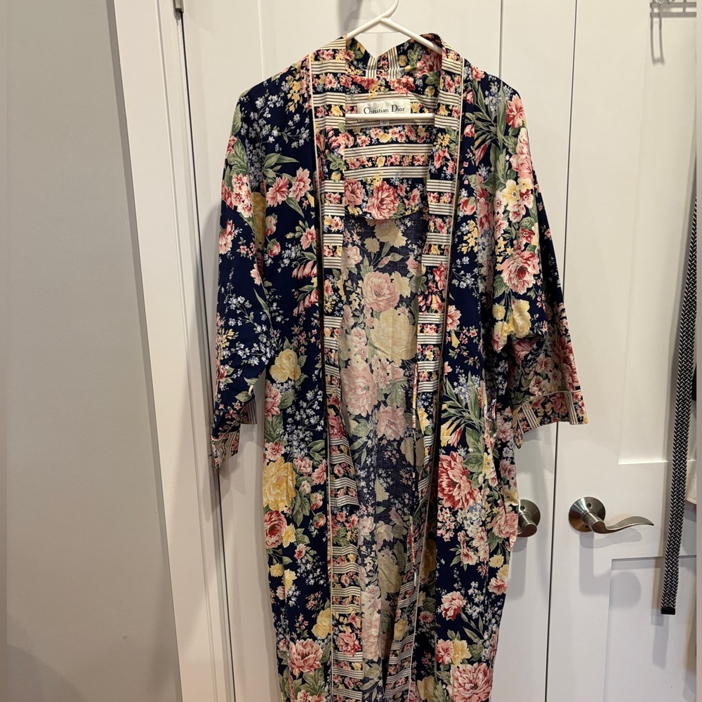 Christian Dior bathrobe cotton floral, size large